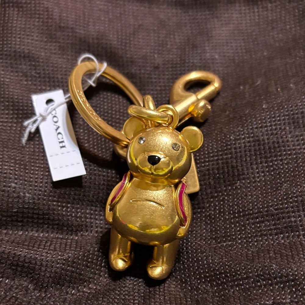 Coach Gold Teddy Bear Keychain